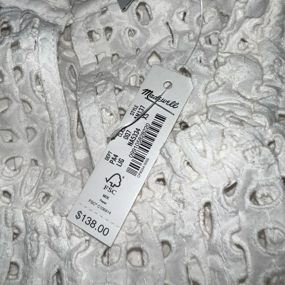 NWT Madewell Eyelet Ruffle-Sleeve Pintuck Mini Dress - Picture 12 of 16